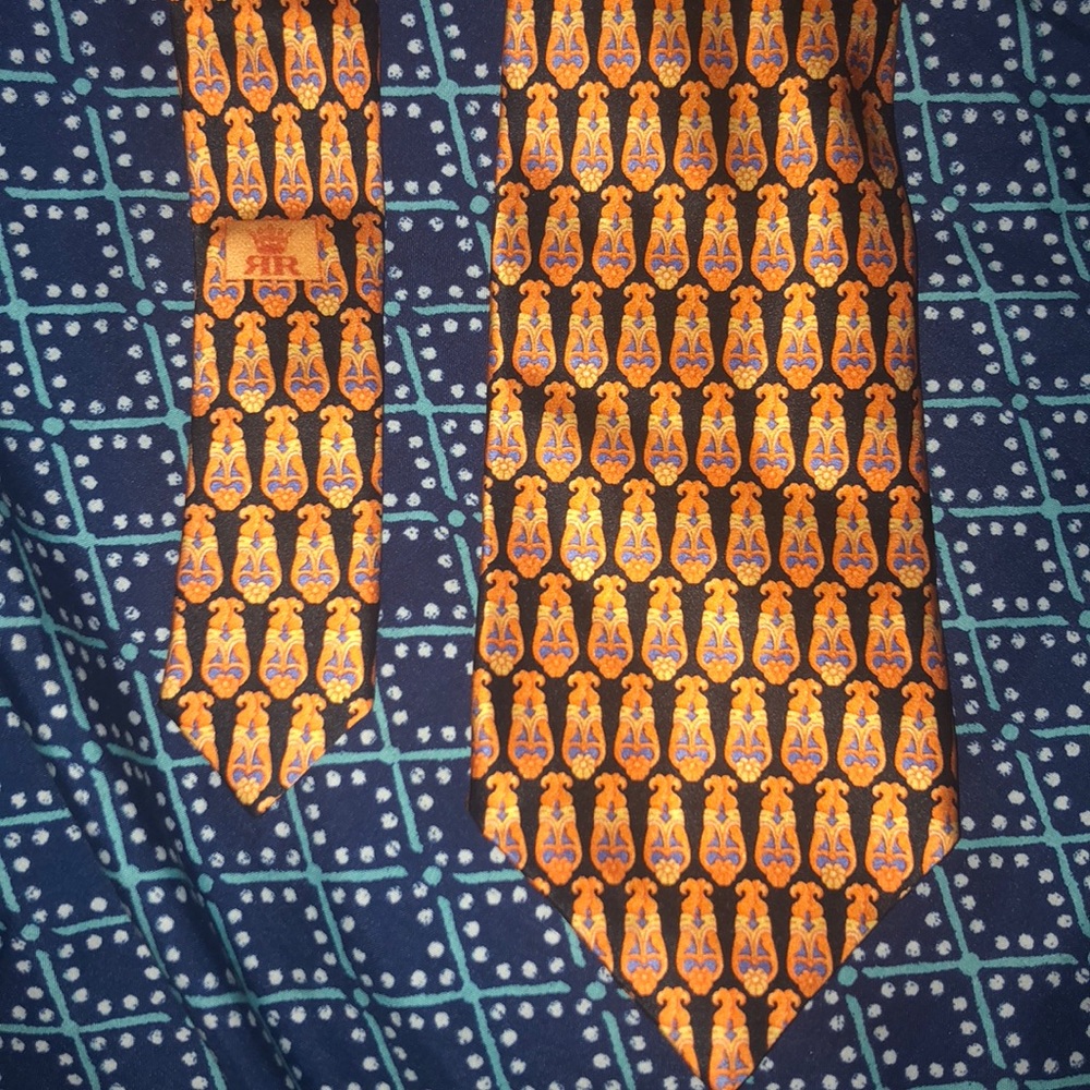 Vintage Orange/Blue Mens Richel Collection XXI Tie